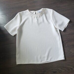 HIROKO Vintage Cream colored short sleeved top - Small